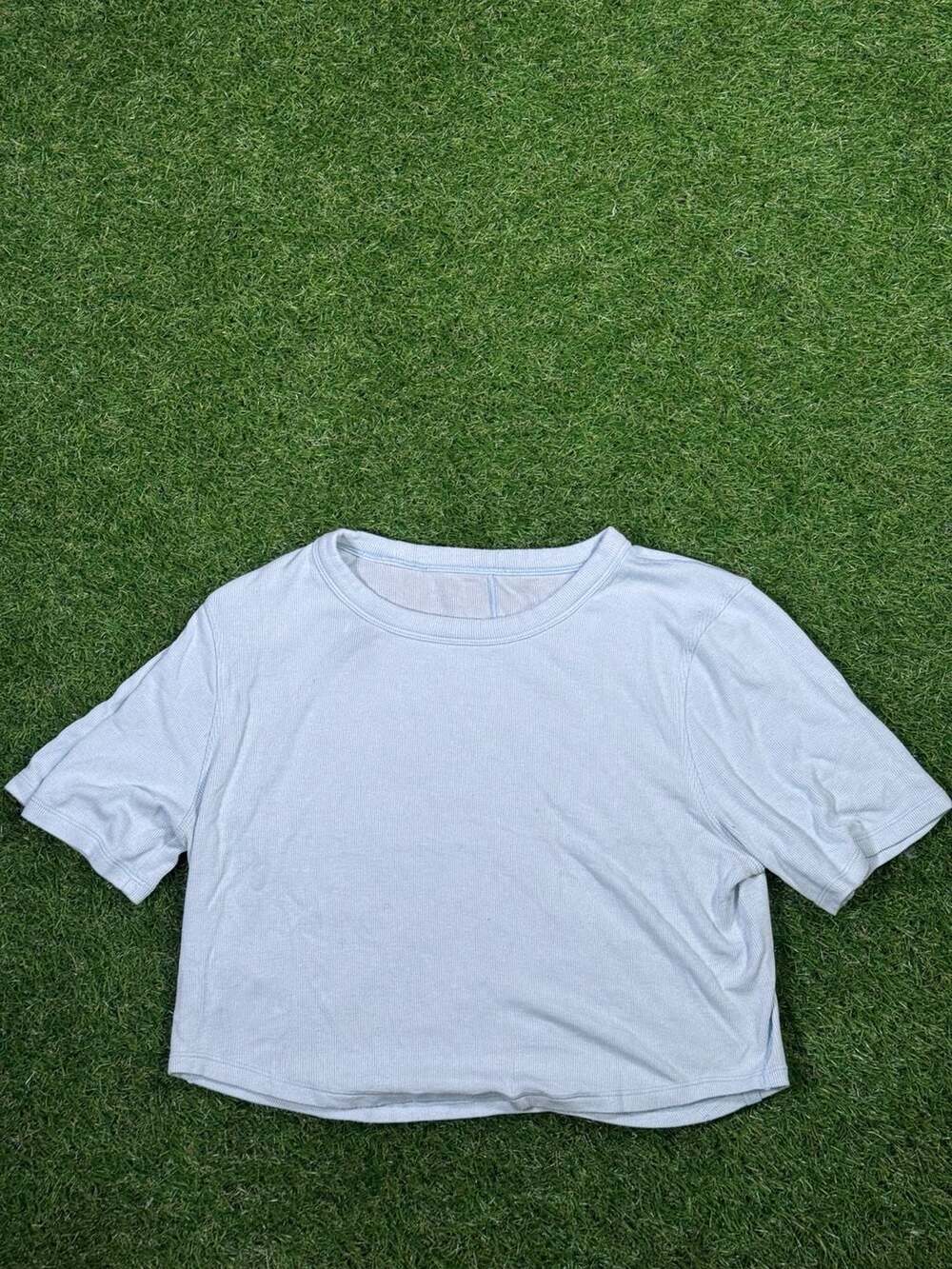 OFFLINE By Aerie Blue Ribbed Short Sleeve Cropped T-Shirt Large